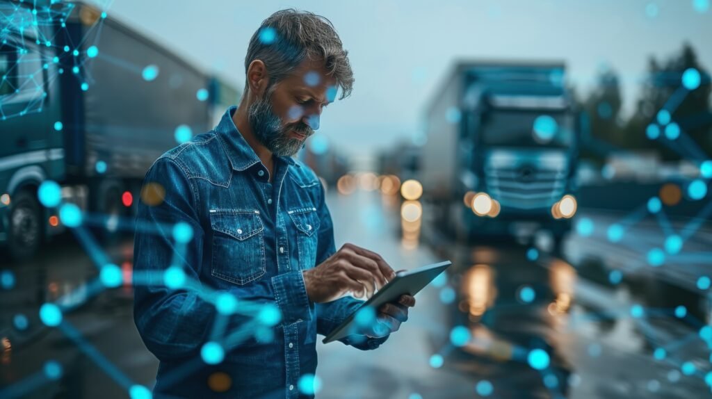 Card ilustrativo com motorista ao volante e lista das 5 vantagens de implantar câmeras da Creare: segurança, redução de custos, monitoramento, gestão e imagem.