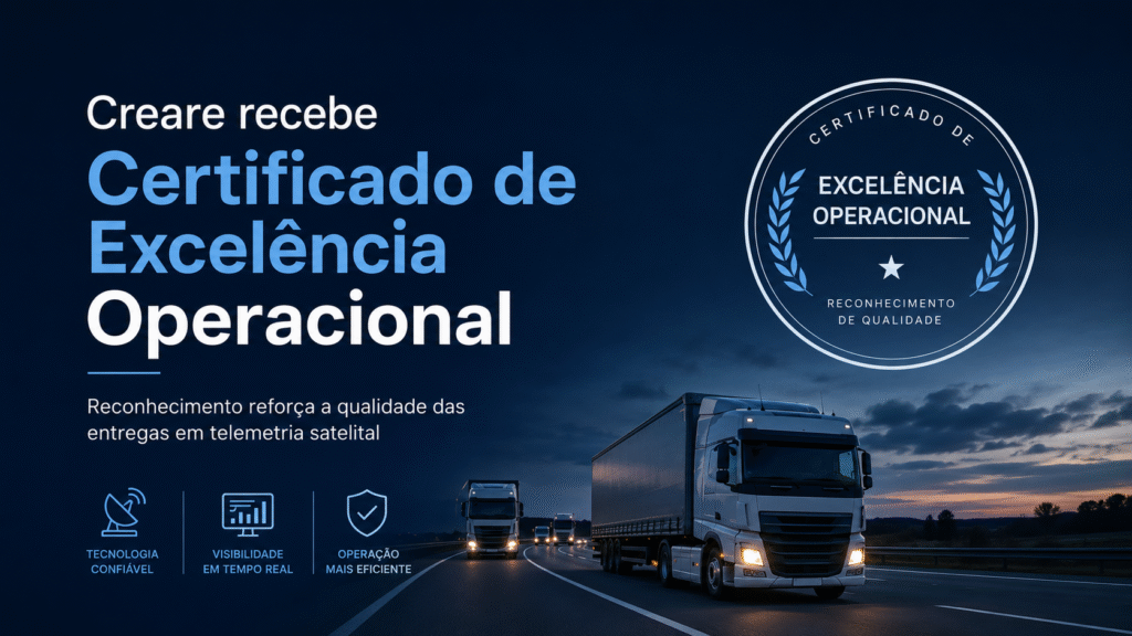 Certificado de Excelência Operacional 2025 concedido pela Globo à Creare Sistemas pelo serviço de telemetria satelital.