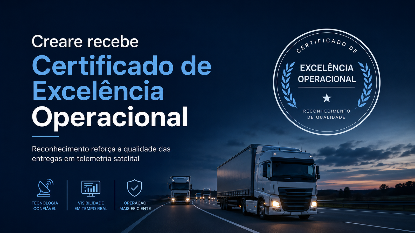 Certificado de Excelência Operacional 2025 concedido pela Globo à Creare Sistemas pelo serviço de telemetria satelital.